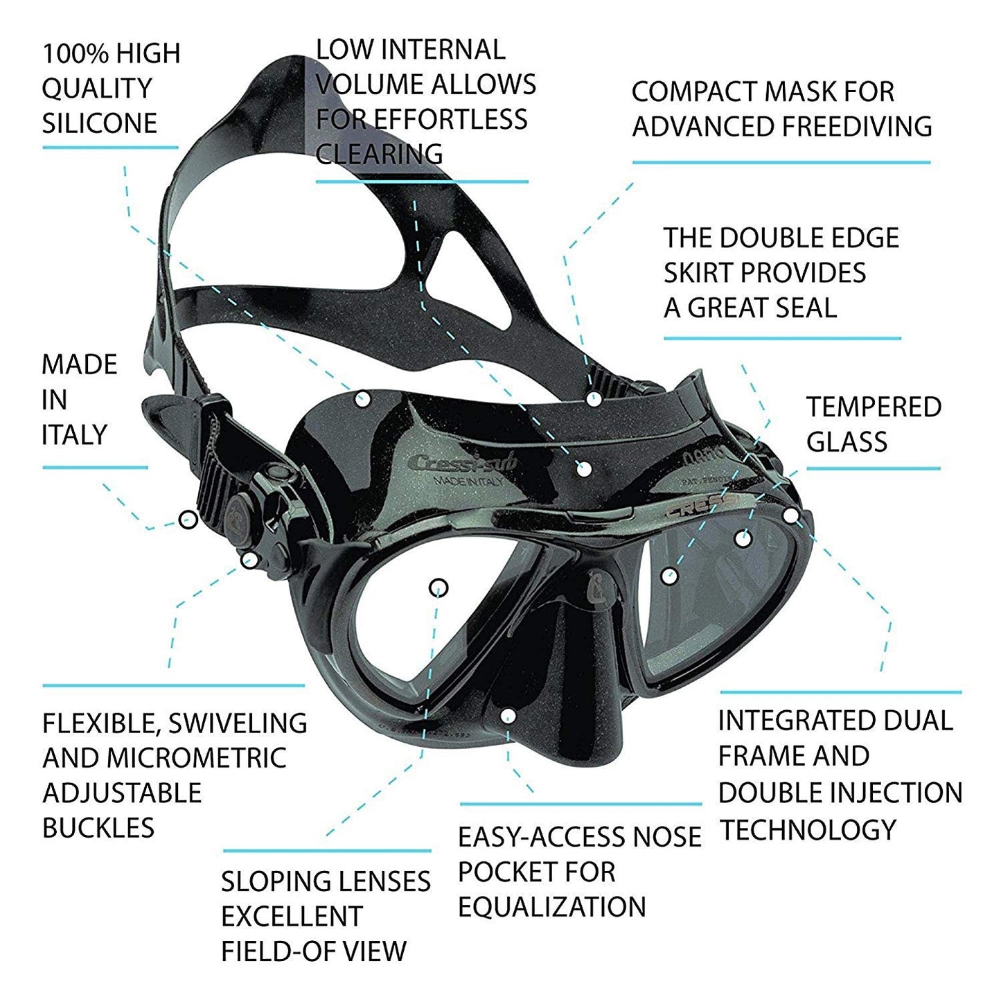 CRESSI NANO METALIC BLUE/BLACK