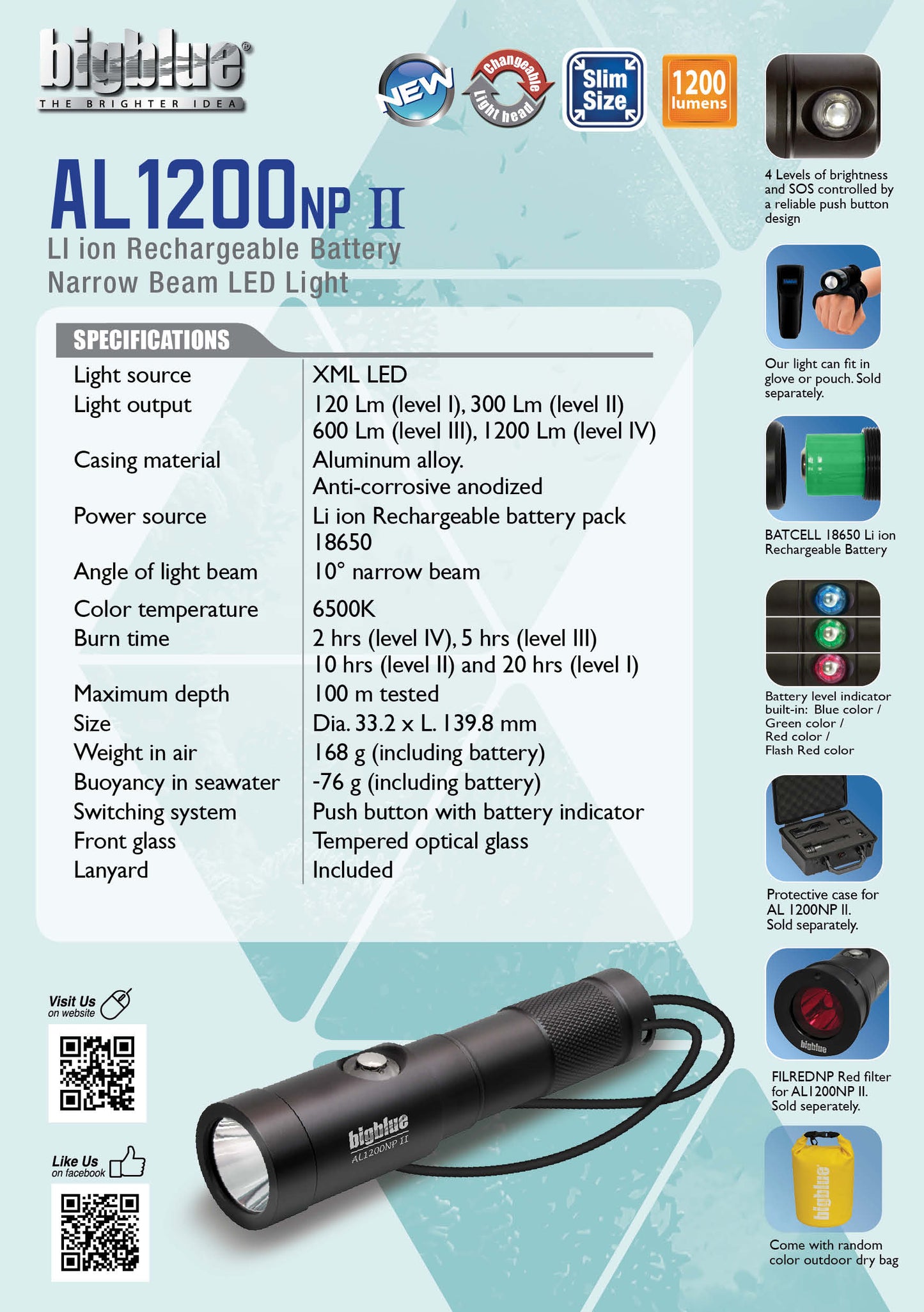 BIGBLUE AL1300NP 1300 LUMEN NARROW BEAM LIGHT