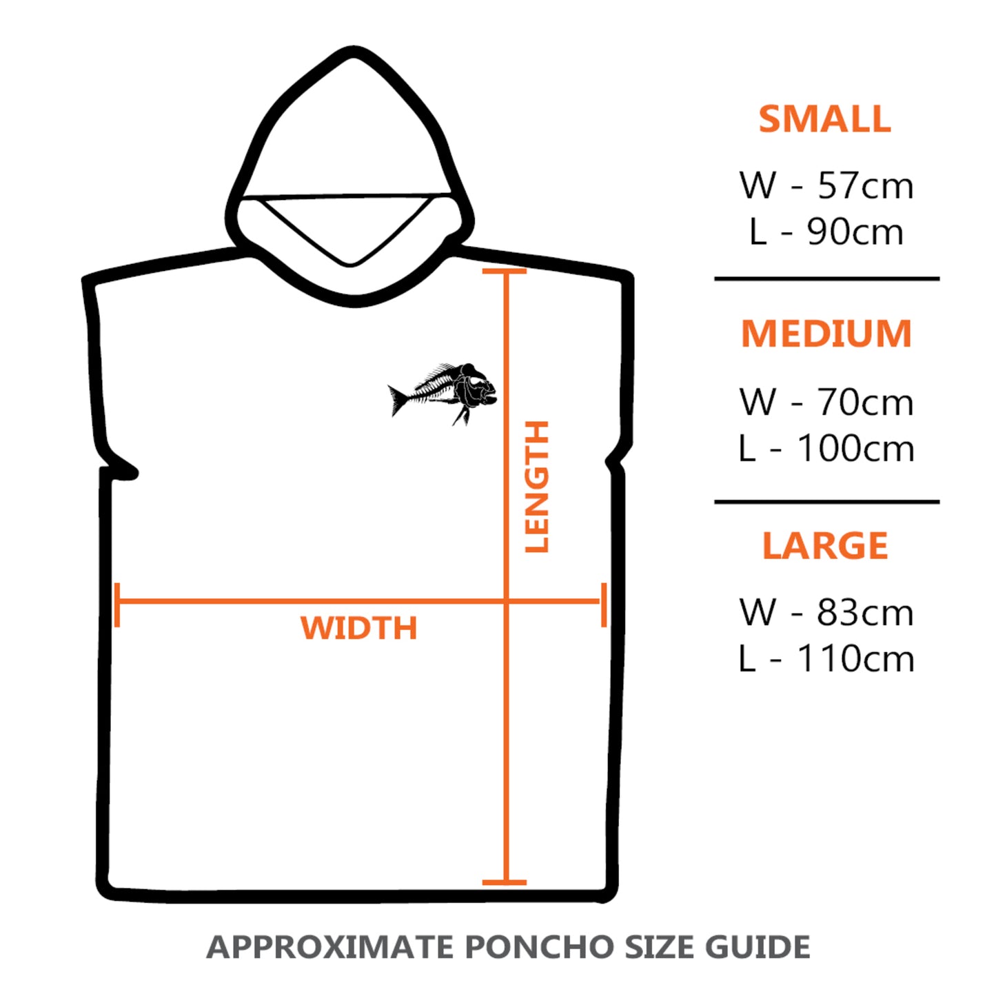 OCEAN HUNTER TOWEL PONCHO BLACK