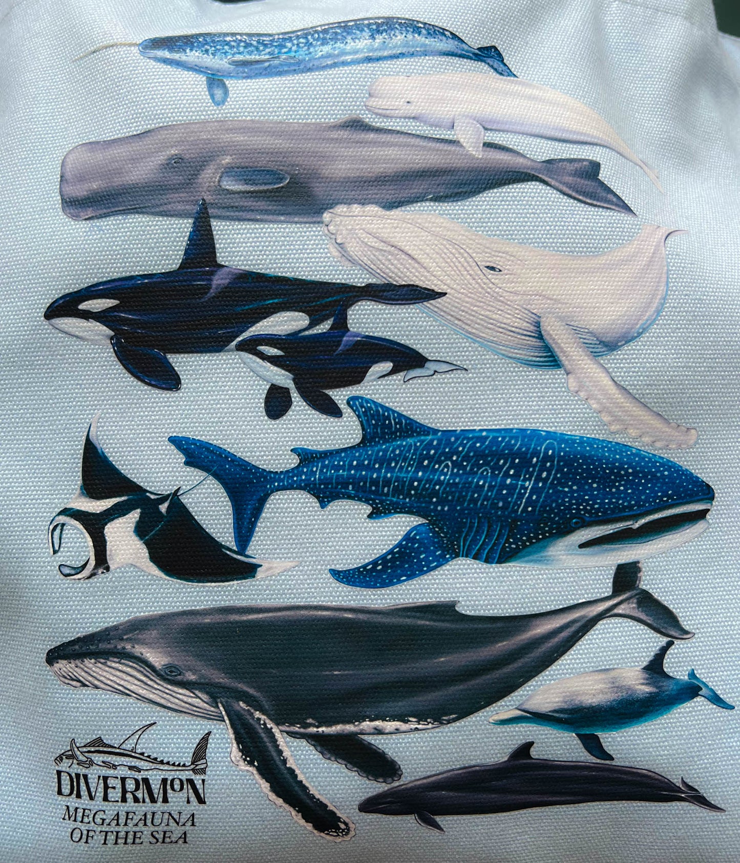 DIVER MON ART MEGAFAUNA BLUE TOTE BAG XL