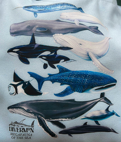 DIVER MON ART MEGAFAUNA BLUE TOTE BAG XL