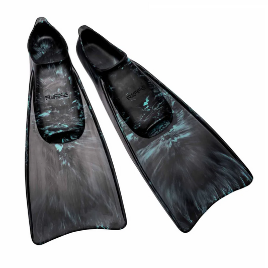 RIFFE KICKS RUBBER SWIM FINS BLACK/BLUE SWIRL
